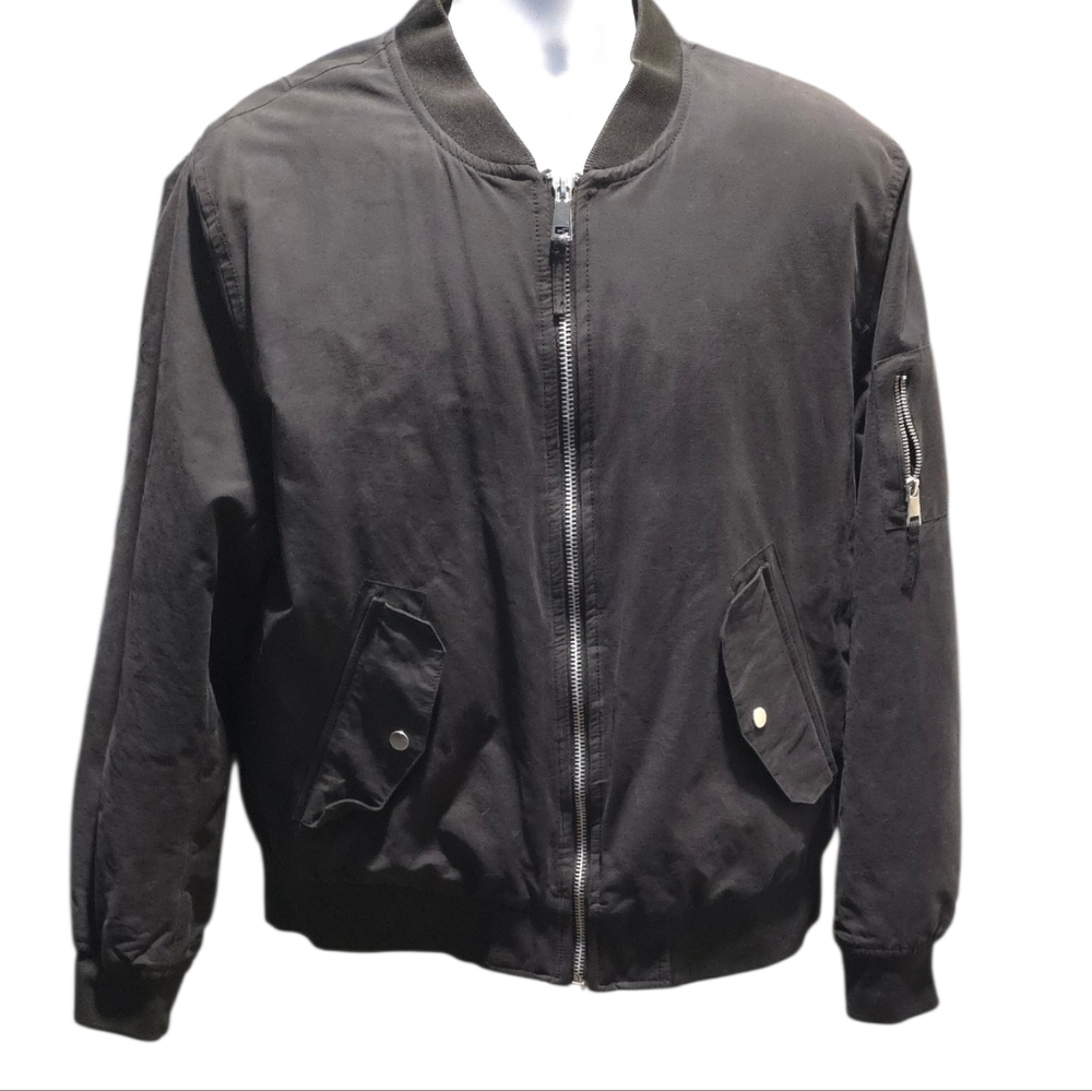 H& M Mens Black Padded Bomber Jacket